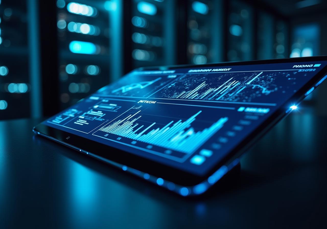 Futuristic AI Dashboard Interface showing real-time data analytics