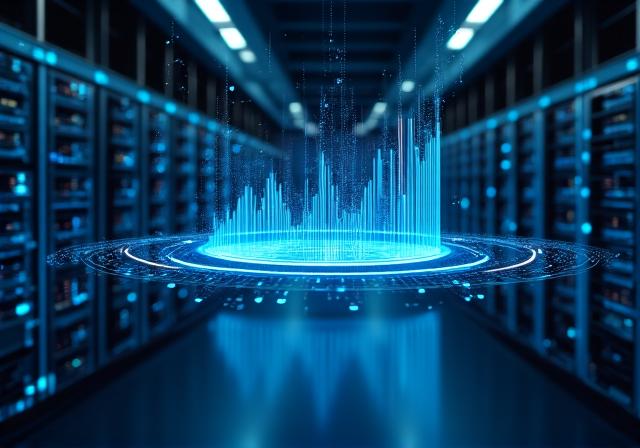 Futuristic holographic data visualization representing future forecasting